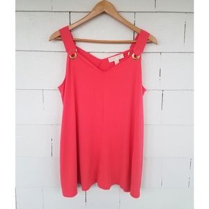 NWT Michael Kors Coral Gold Ring Tank Top 0X